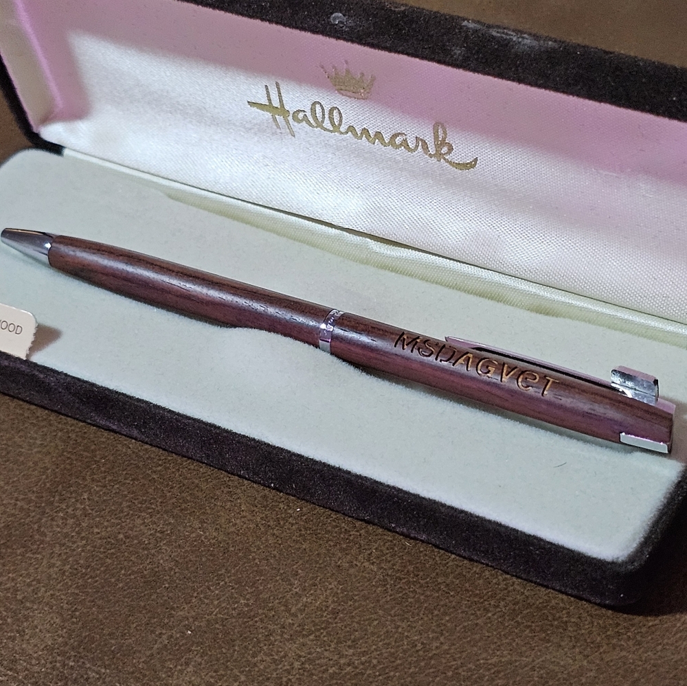 Vtg Rosewood Pen Merck & Co MSDAGVET Engraved‎ Hallmark Box Animal Health Htf